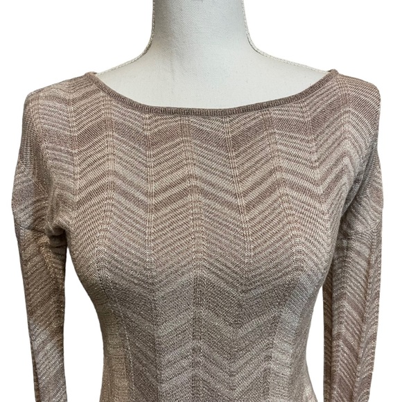 Express Gold Shimmery Sleek Long Sleeved Mini Dress.  Size S - Picture 5 of 8